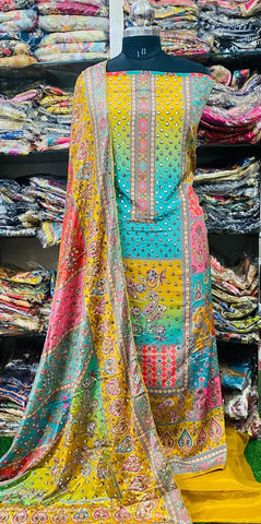 Georgette Phulkari Suits Handwork 2024JAN2116