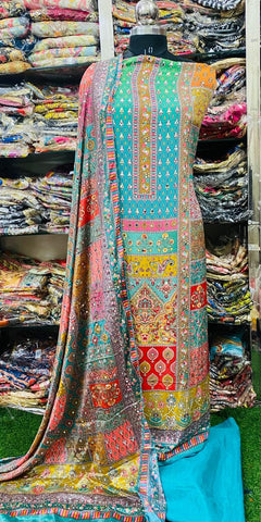 Georgette Phulkari Suits Handwork 2024JAN2119