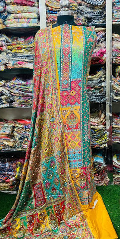 Georgette Phulkari Suits Handwork 2024JAN2120