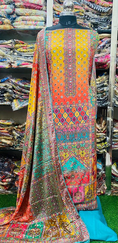 Georgette Phulkari Suits Handwork 2024JAN2122