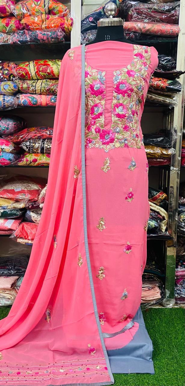 Georgette Phulkari Suits Handwork 2024JAN2505