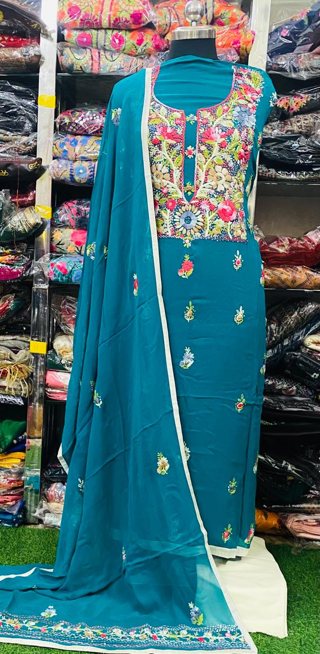 Georgette Phulkari Suits Handwork 2025FEB0102