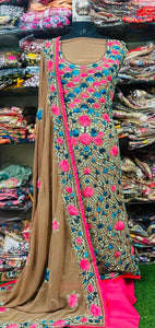 Georgette Phulkari Suits Handwork 2025FEB0110