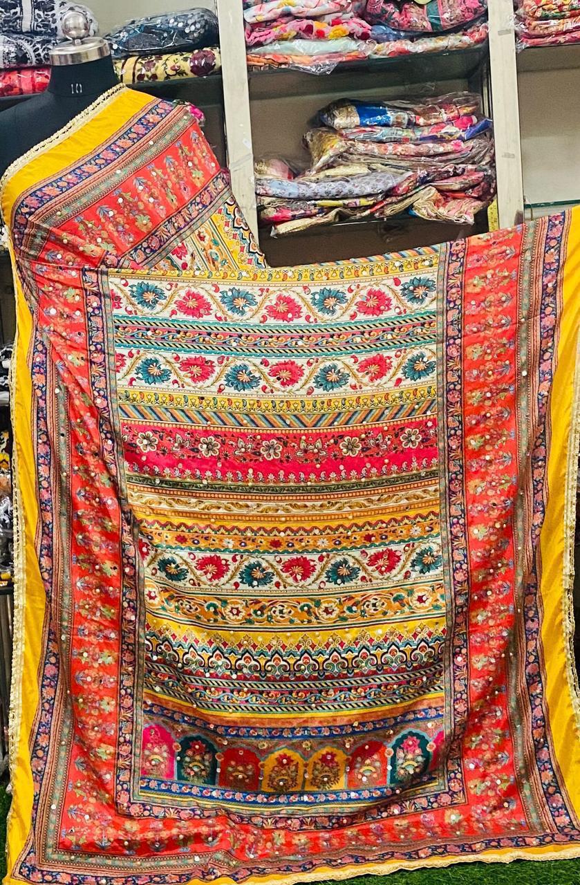 Mirror Work Dupatta Handwork Dupatta 2025FEB0404