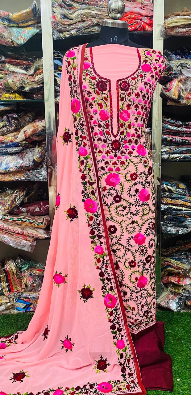 Georgette Phulkari Suits Handwork 2025FEB0826