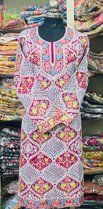 Georgette Kurti Phulkari Handwork CK2025 FEB2026