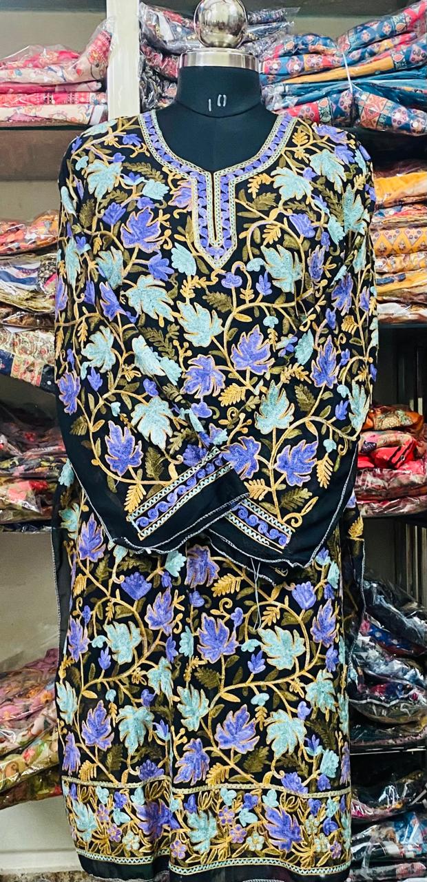 Georgette Kurti Phulkari Handwork CK2025 FEB2217