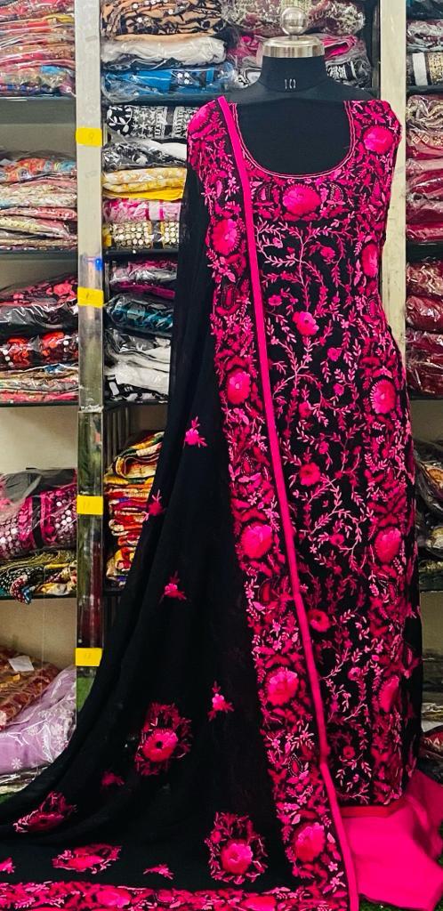 Georgette Phulkari Suits Handwork 2025FEB2310