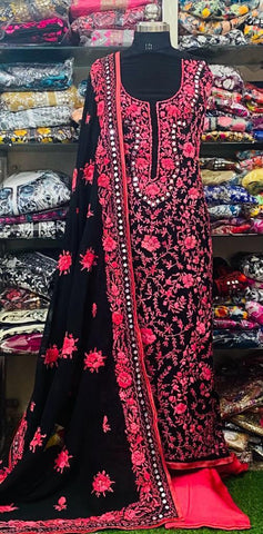 Georgette Phulkari Suits Handwork 2025FEB2322