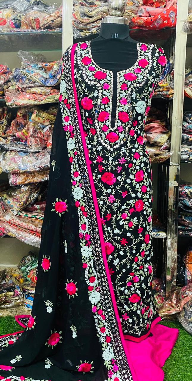 Georgette Phulkari Suits Handwork 2025FEB2326