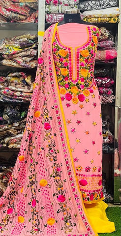 Georgette Phulkari Suits Handwork 2025FEB2329