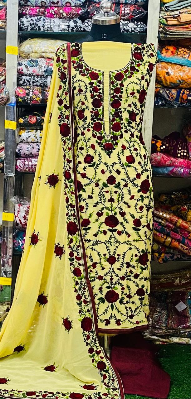 Georgette Phulkari Suits Handwork 2025FEB2330