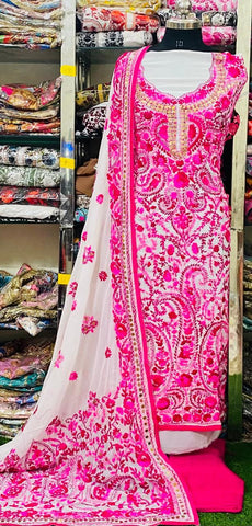 Georgette Phulkari Suits Handwork 2025FEB2334