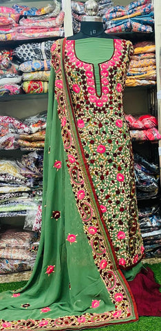 Georgette Phulkari Suits Handwork 2025FEB2341