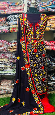 Georgette Phulkari Suits Handwork 2025FEB2342