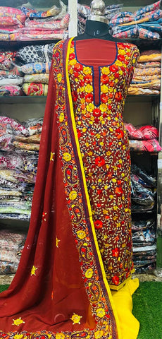 Georgette Phulkari Suits Handwork 2025FEB2343