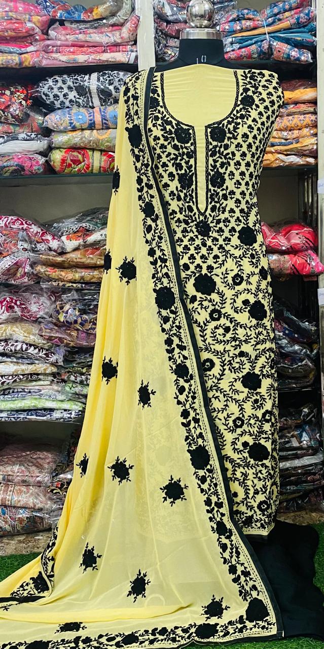 Georgette Phulkari Suits Handwork 2025FEB2344