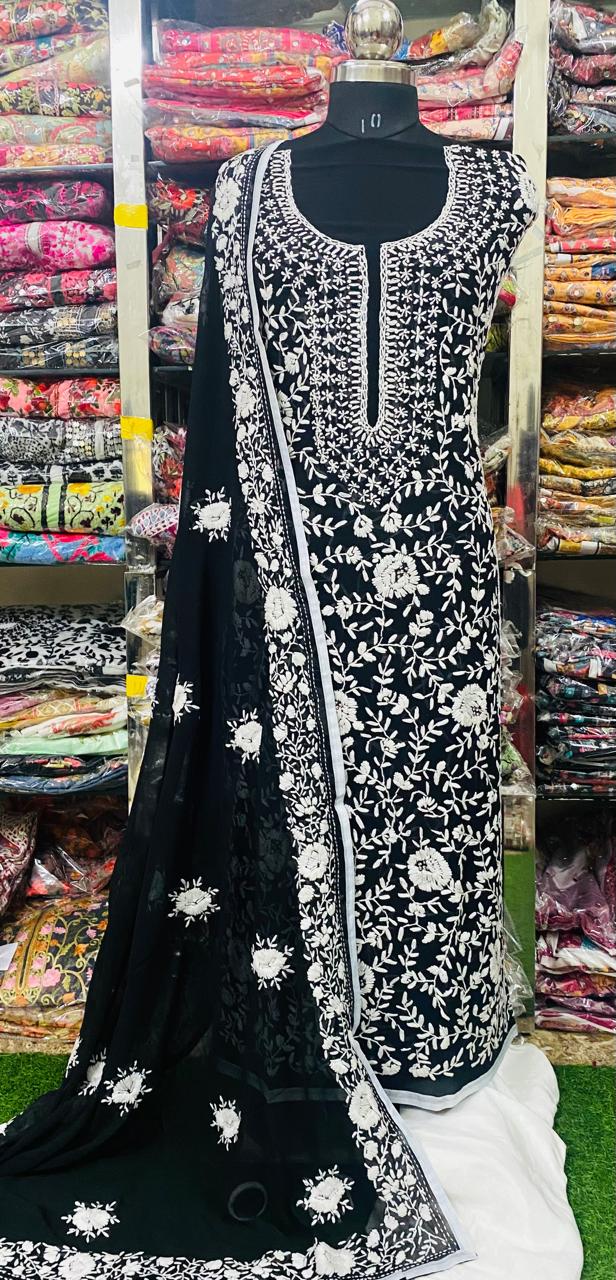 Georgette Phulkari Suits Handwork 2025FEB2352