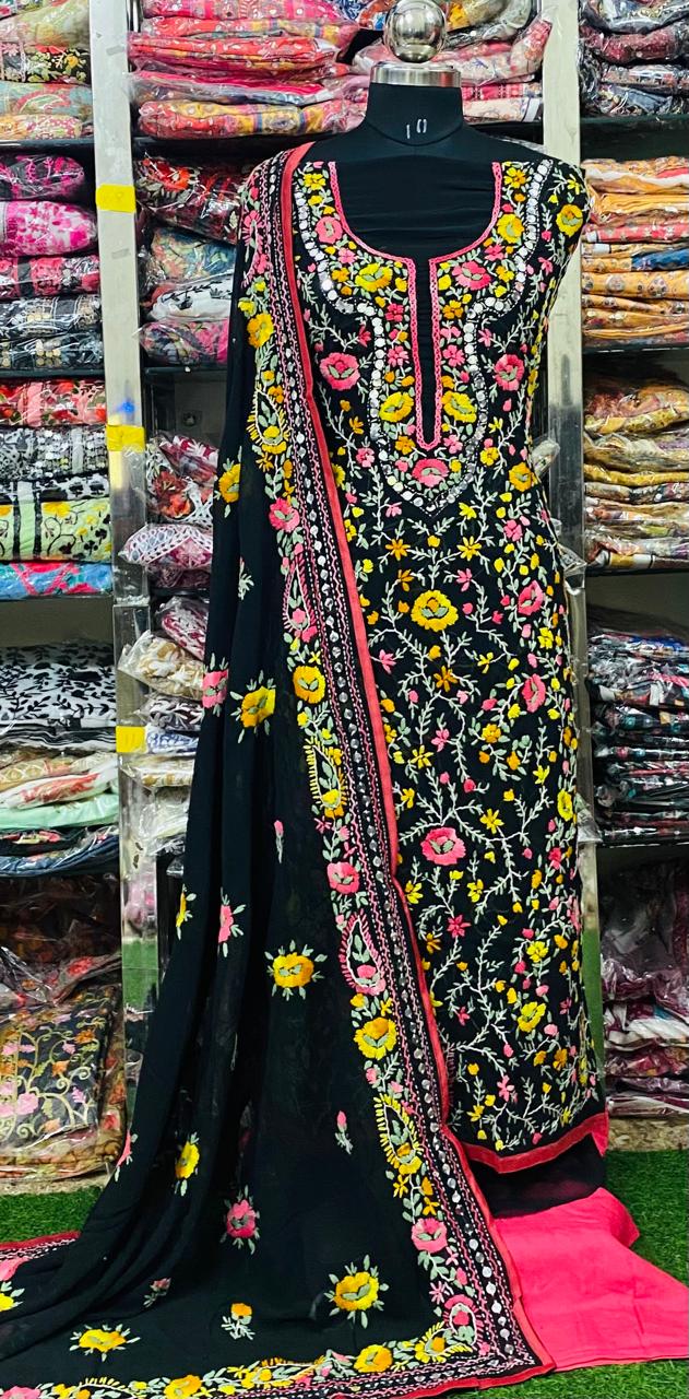 Georgette Phulkari Suits Handwork 2025FEB2353