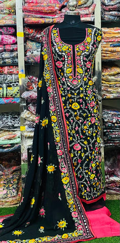 Georgette Phulkari Suits Handwork 2025FEB2353