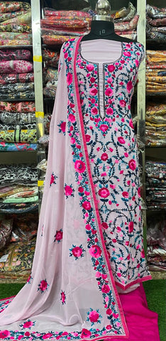 Georgette Phulkari Suits Handwork 2025FEB2355