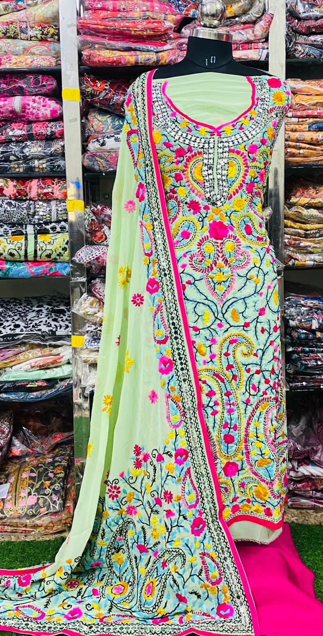 Georgette Phulkari Suits Handwork 2025FEB2360