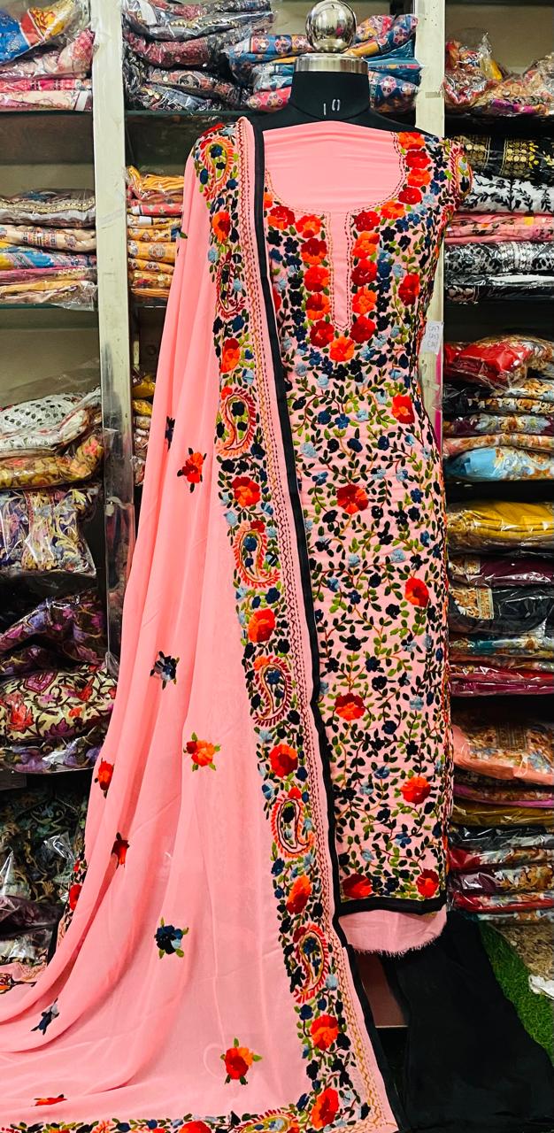 Georgette Phulkari Suits Handwork 2025FEB2506