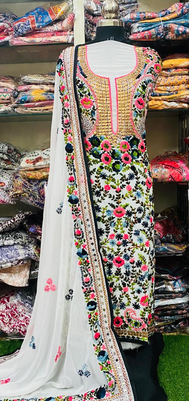 Georgette Phulkari Suits Handwork 2025FEB2507