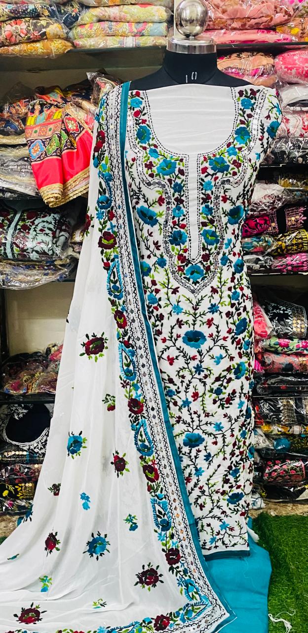 Georgette Phulkari Suits Handwork 2025MAR0206