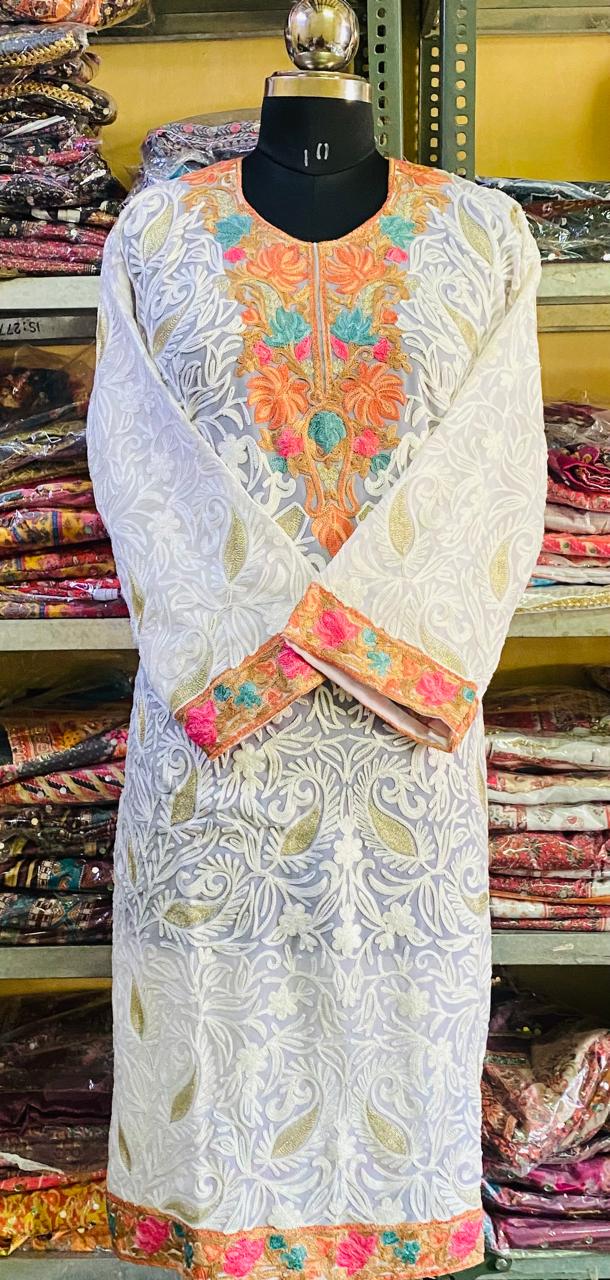 Georgette Kurti Phulkari Handwork CK2025MAR2204