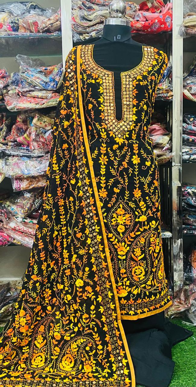 Georgette Phulkari Suits Handwork 2025MAR2534