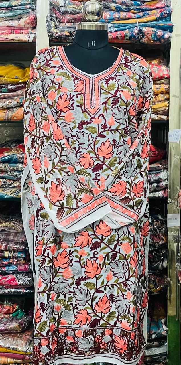 Georgette Kurti Phulkari Handwork CK2025APL0307