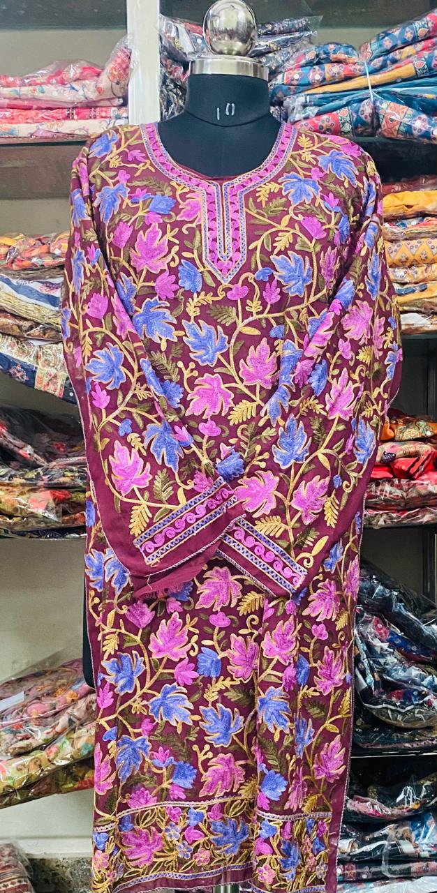 Georgette Kurti Phulkari Handwork CK2025APL0308