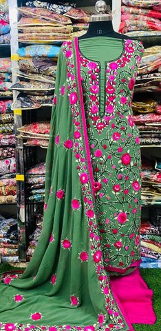Georgette Phulkari Suits Handwork 2025APL2539