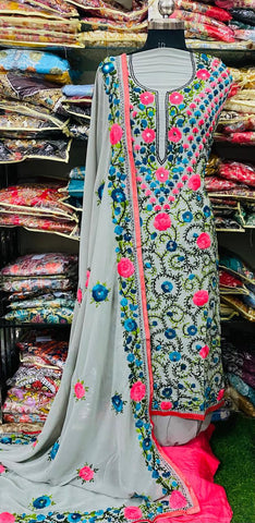 Georgette Phulkari Suits Handwork 2025APL2548