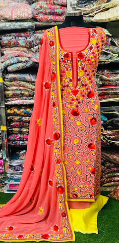 Georgette Phulkari Suits Handwork 2025JUN1217