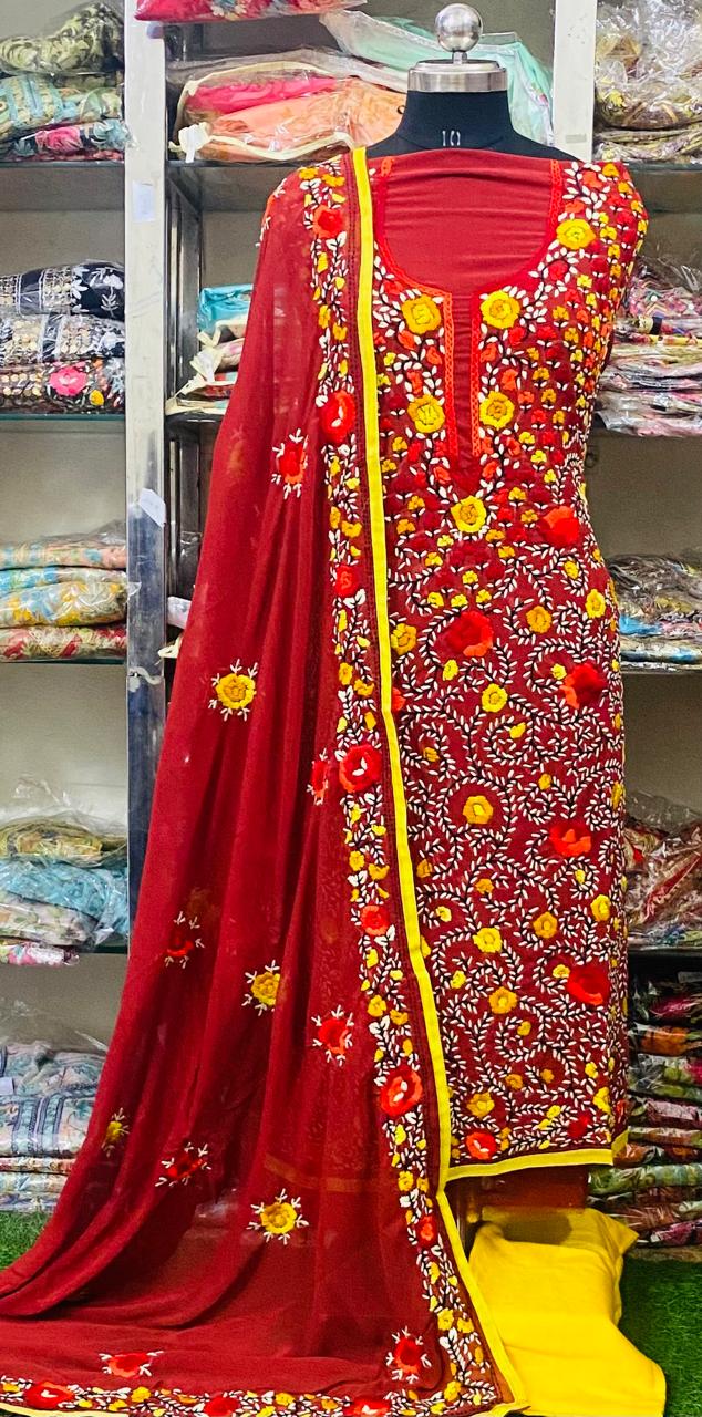 Georgette Phulkari Suits Handwork 2025July1018