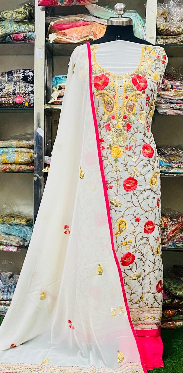 Georgette Phulkari Suits Handwork 2025July1027