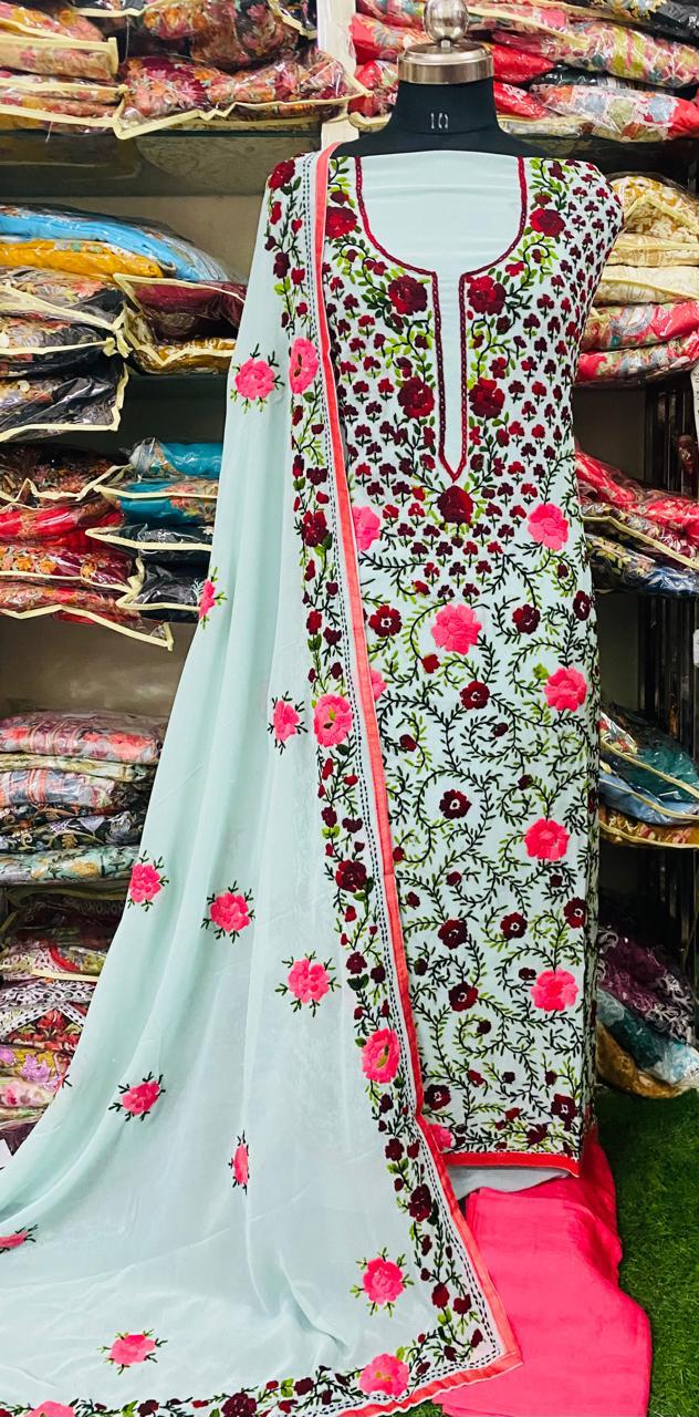 Georgette Phulkari Suits Handwork2025Aug1614