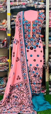 Georgette Phulkari Suits Handwork2025SEP0101