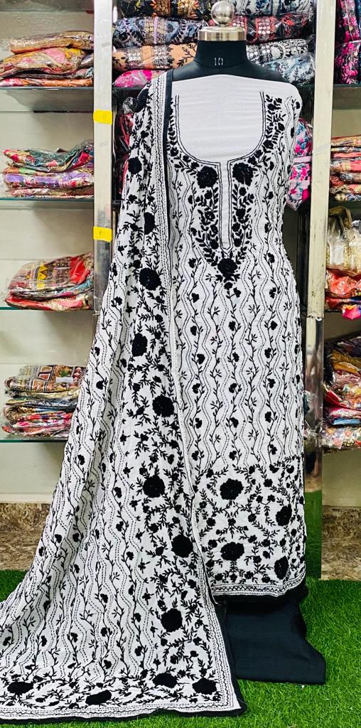 Georgette Phulkari Suits Handwork2025SEP0201