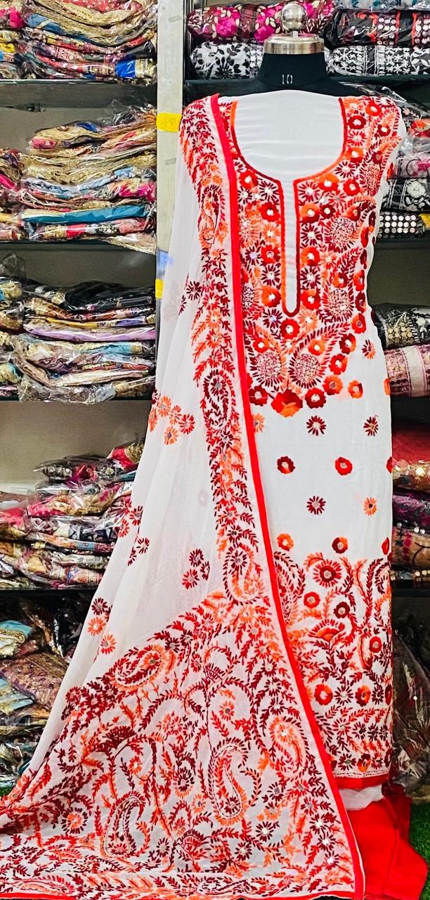 Georgette Phulkari Suits Handwork2025SEP0305