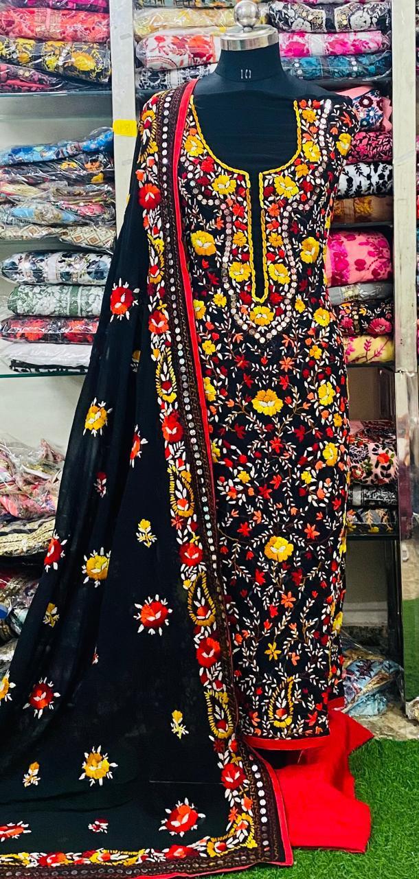 Georgette Phulkari Suits Handwork2025SEP0313