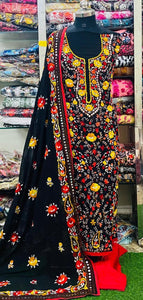 Georgette Phulkari Suits Handwork2025SEP0313