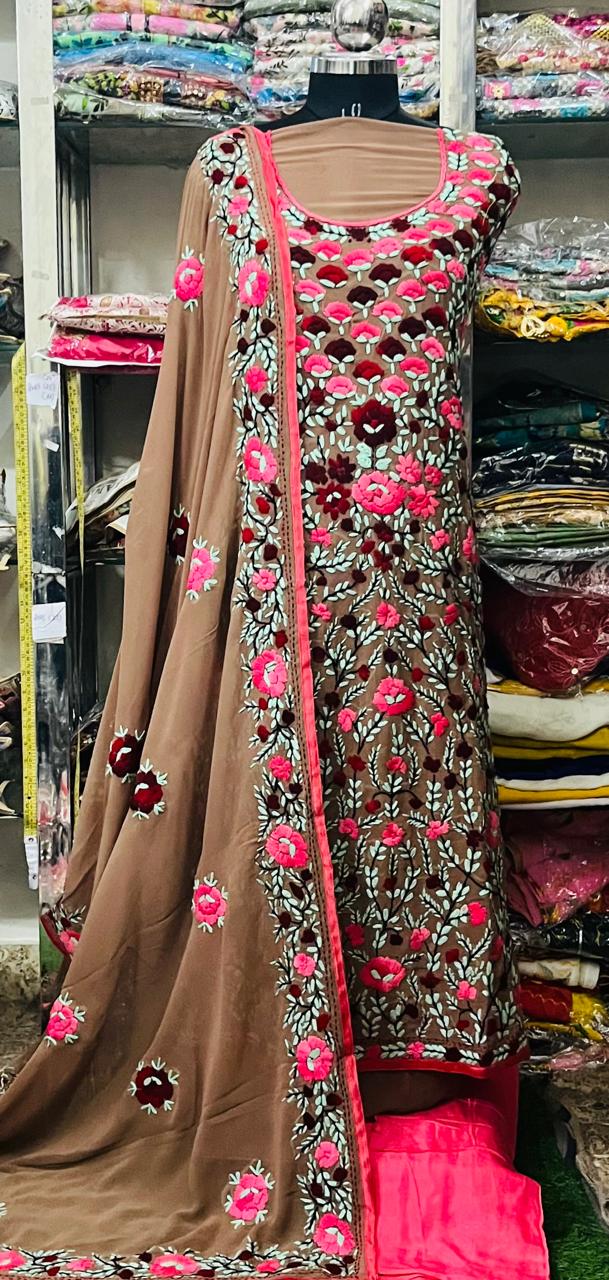Georgette Phulkari Suits Handwork2025SEP0326