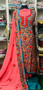 Georgette Phulkari Suits Handwork2025SEP0329