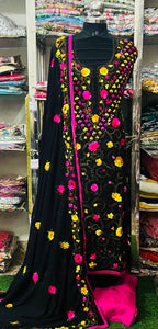 Georgette Phulkari Suits Handwork2025SEP0330