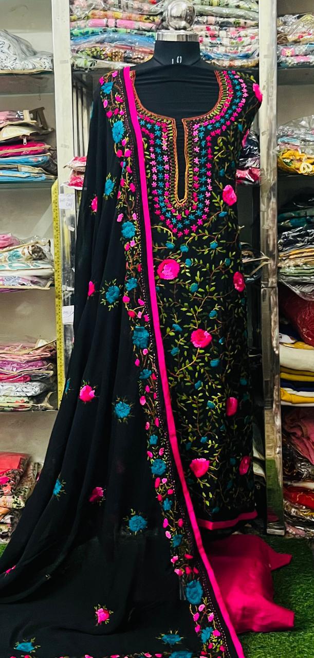 Georgette Phulkari Suits Handwork2025SEP0332