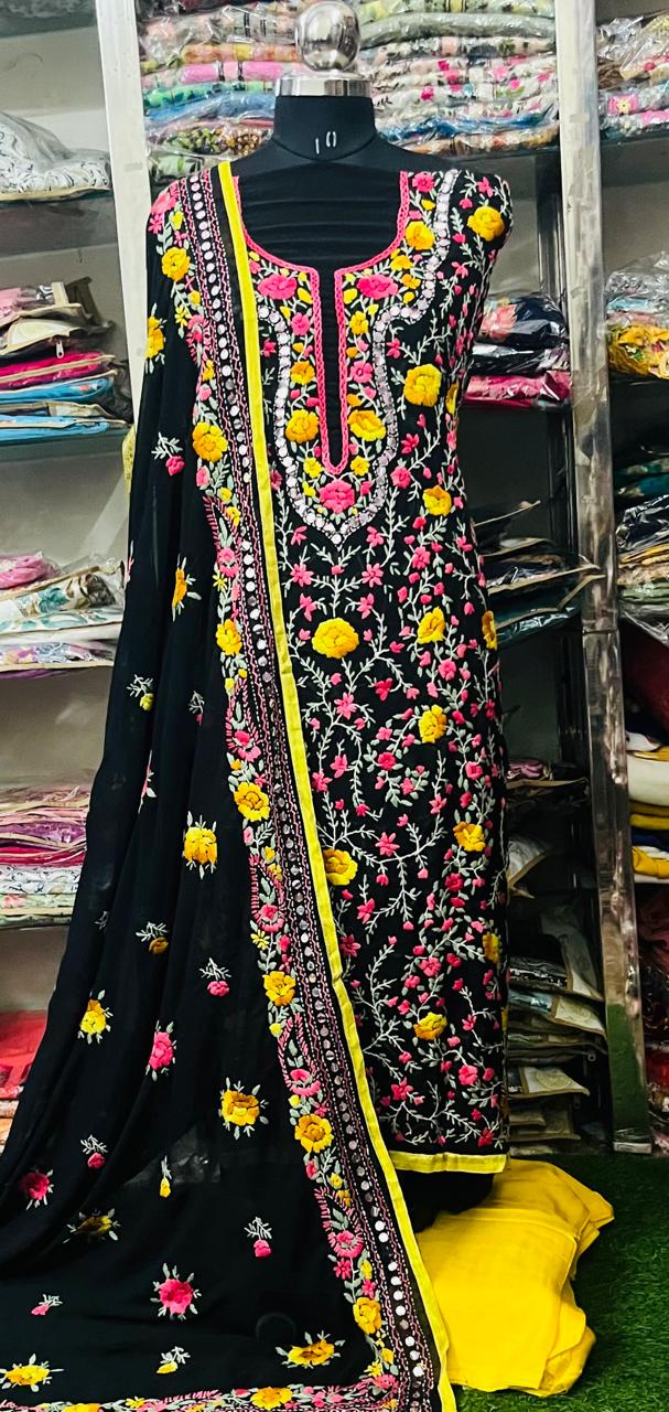 Georgette Phulkari Suits Handwork2025SEP0337