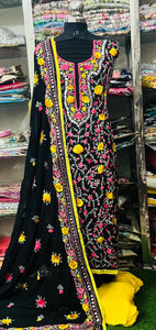 Georgette Phulkari Suits Handwork2025SEP0337